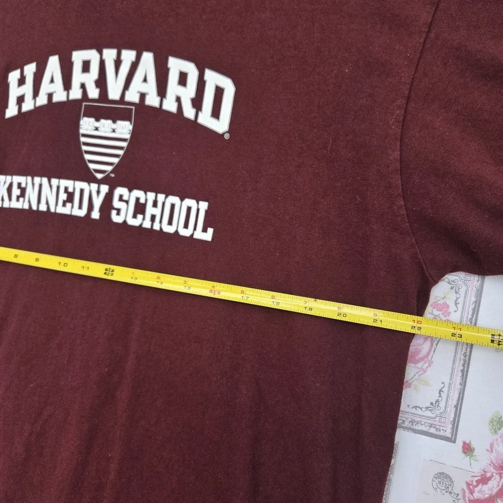 Champion Harvard Kennedy School T-Shirt Mens XL Maroon Crimson College Crest Tee - Picture 7 of 8